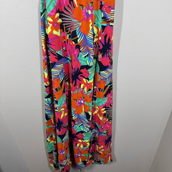 Maaji Flowering Crystal Maxi Dress Pink Bright Tropical Hibiscus Vacation Small - Picture 3 of 11
